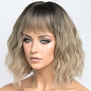 AMZCOS Wavy Wig Ombré Blonde Dark Roots Wig NWT